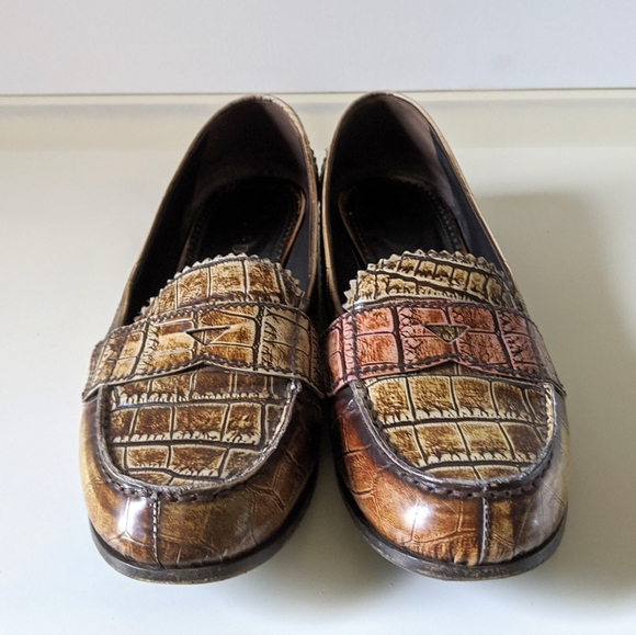 PRADA Crocodile Print Brown Loafers Flats EU 39.5 - Picture 3 of 6
